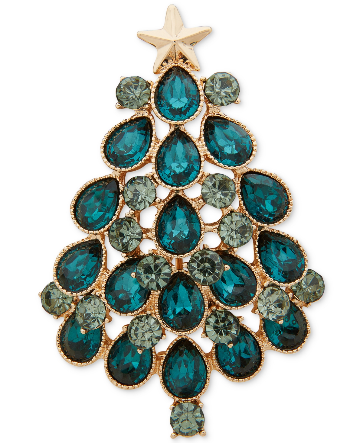 Anne Klein Cubic Zirconia and Glass Stone Gold-Tone Boxed Tree Pin