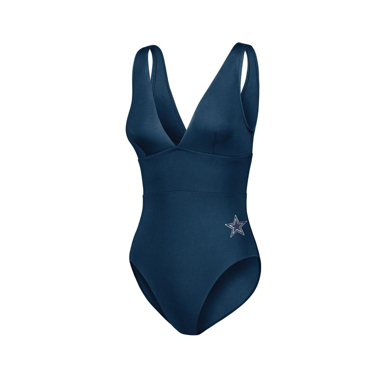 Women's 1-Piece Navy Dallas Cowboys Palm Modern V-Neck Swimsuit