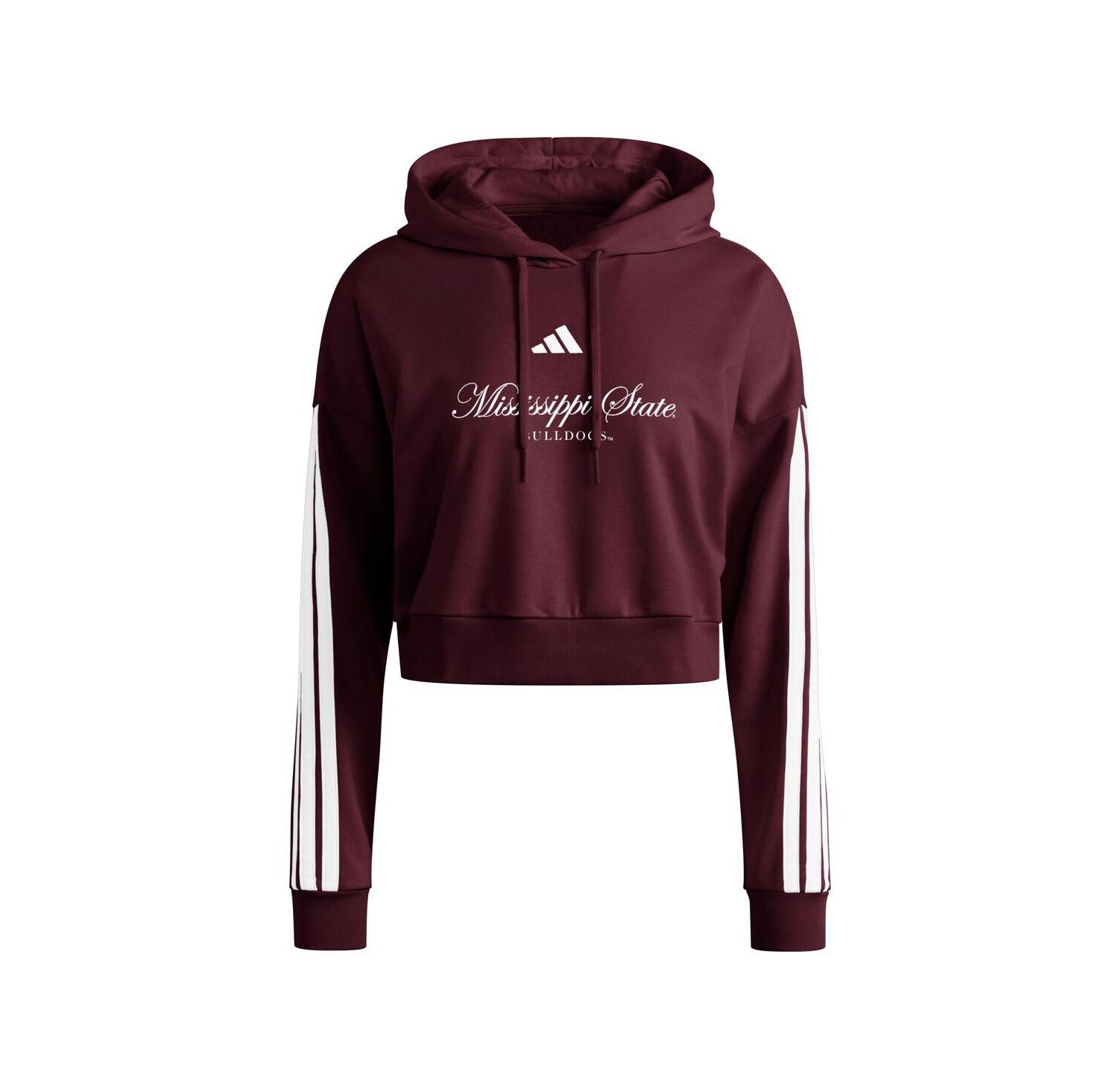 Women's Maroon Mississippi State Bulldogs Campus Queen Cropped Pullover Hoodie