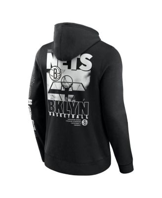 Men's Black Brooklyn Nets Game Time Crossover Pullover Hoodie