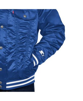 x Levi's Men's Royal Philadelphia 76ers Silver Label Trucker Satin Full-Snap Jacket