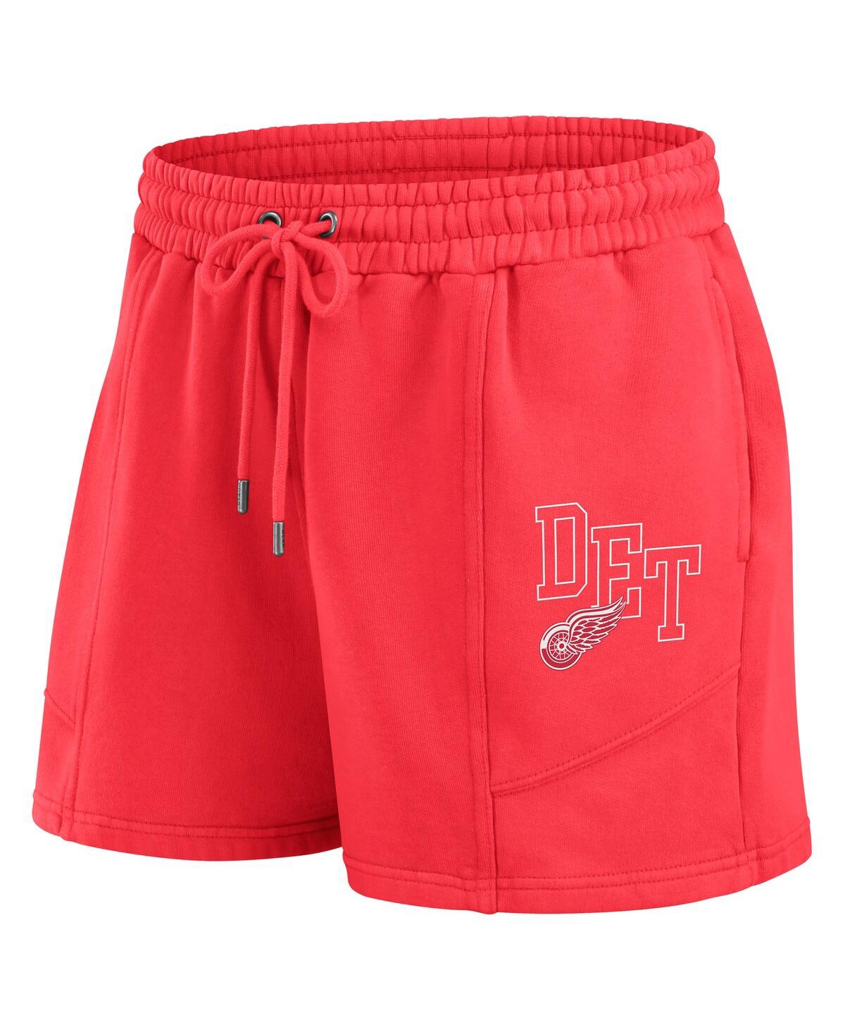 Wear By Erin Andrews Women's 2-piece Red Detroit Red Wings Washed Fleece Sweatshirt And Shorts Lounge Set In Red