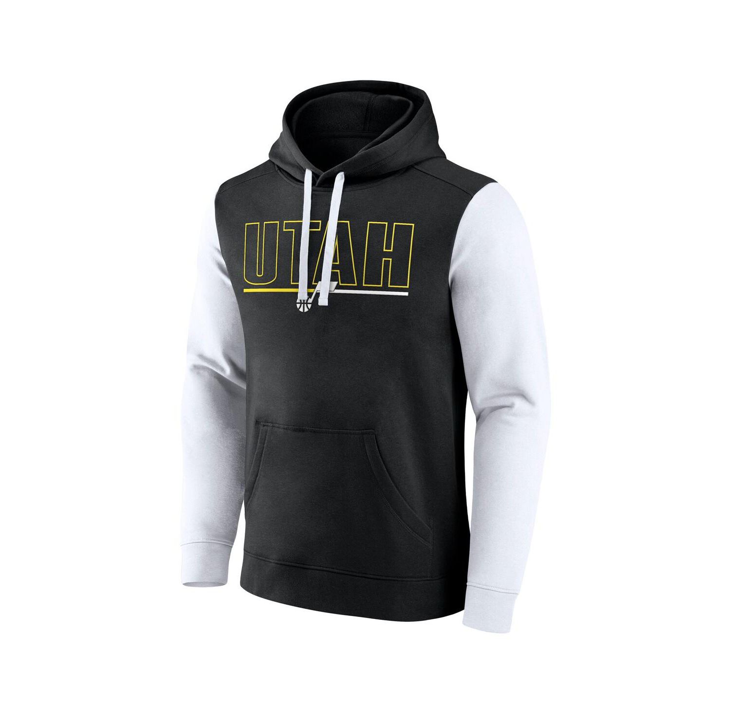 Men's Black Utah Jazz Outline Color Block Pullover Hoodie