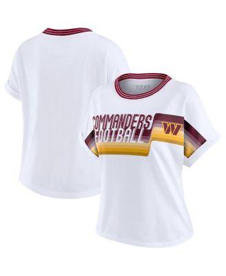WEAR by Erin Andrews - Women's White Washington Commanders Cropped Center Stripe Dolman T-Shirt