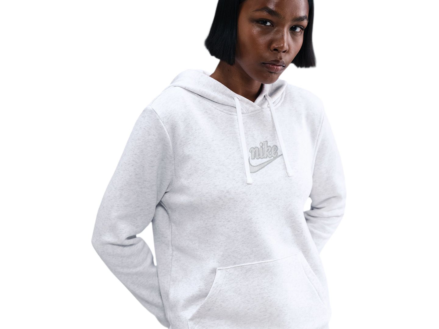 Женское худи Nike Sportswear Long Sleeve Pull-On, цвет: Берёзовый меланжевый / Серебряный — фото 2