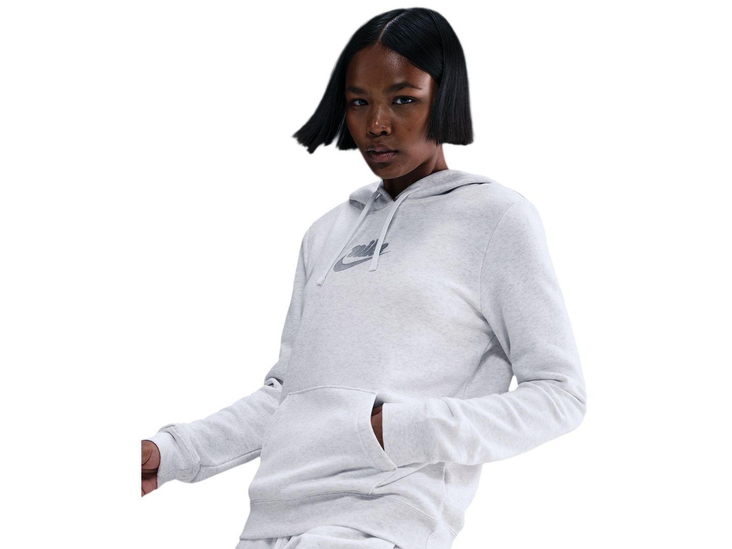 Женское худи Nike Sportswear Long Sleeve Pull-On, цвет: Берёзовый меланжевый / Серебряный — фото 4