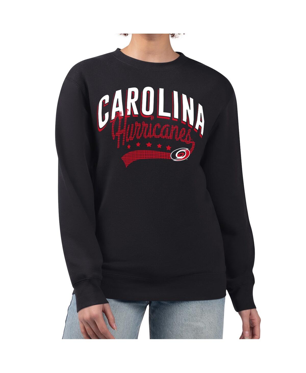 G-iii 4her By Carl Banks Women's Black Carolina Hurricanes Filigree Team Graphic Fleece Pullover Sweatshirt