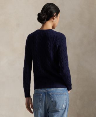 Women's Cable Wool-Cashmere Crew Neck Sweater