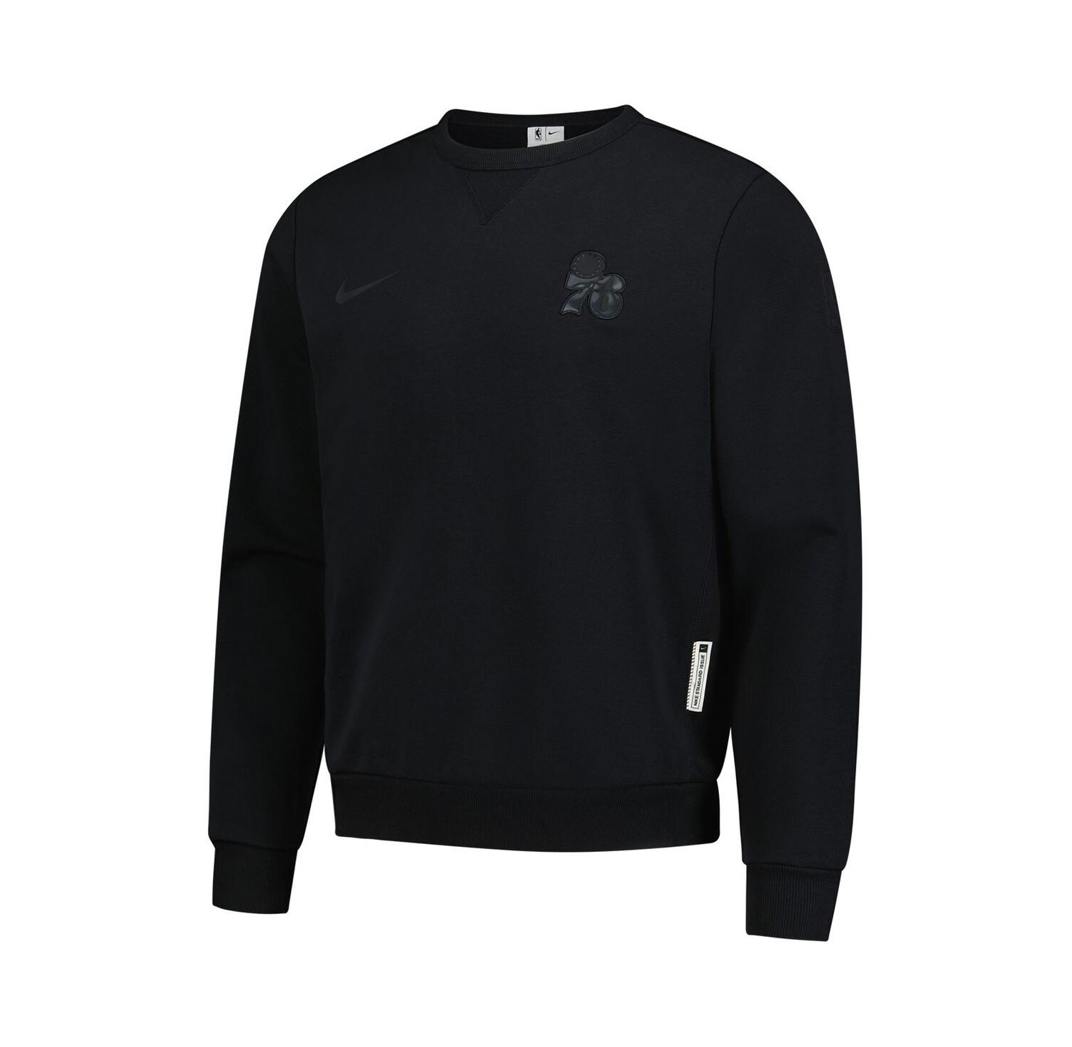 Men's Black Philadelphia 76ers Authentic Standard Issue Travel Dri-FIT Sweatshirt
