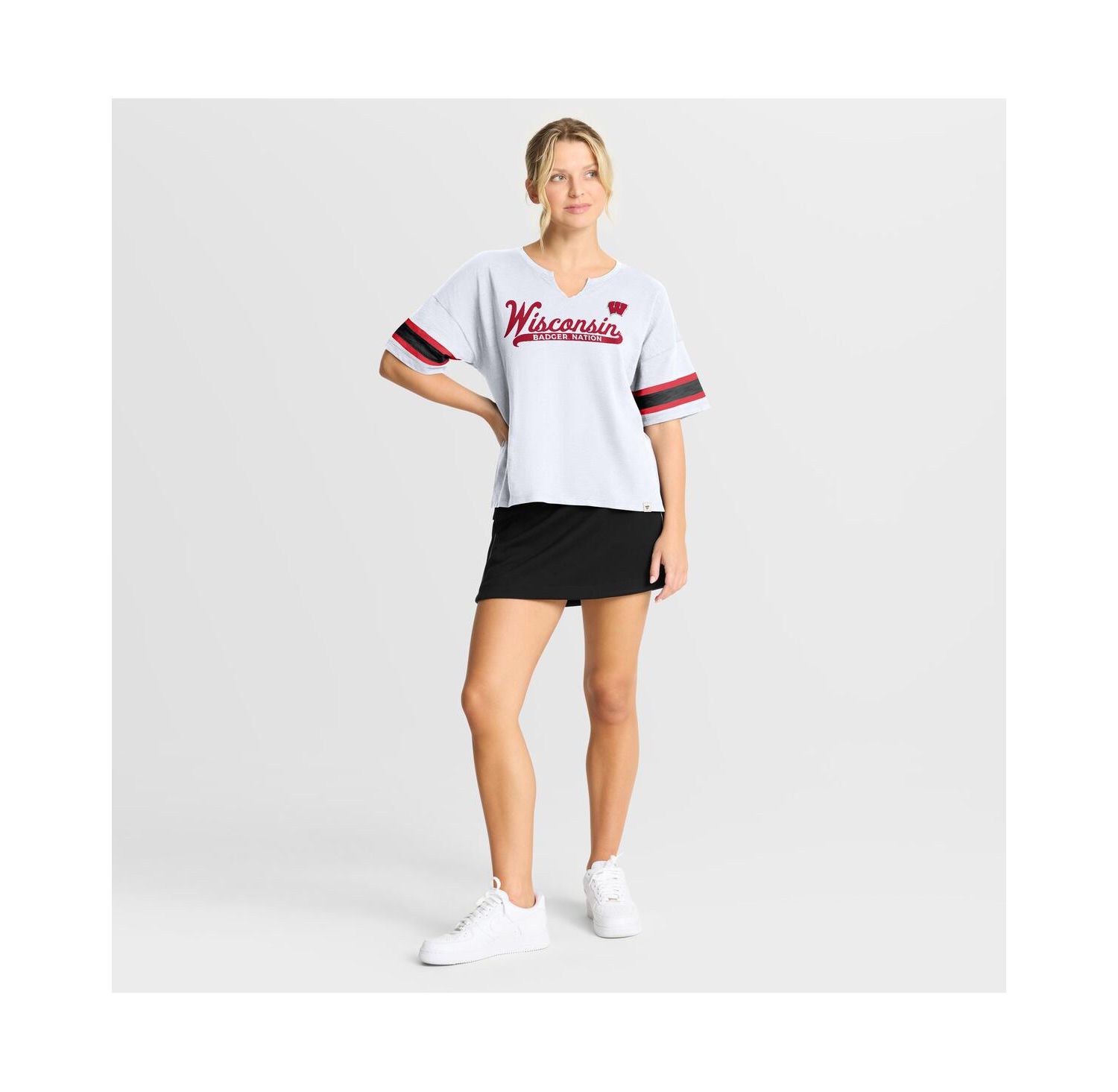 Women's White Wisconsin Badgers Hometown Premium Script T-Shirt