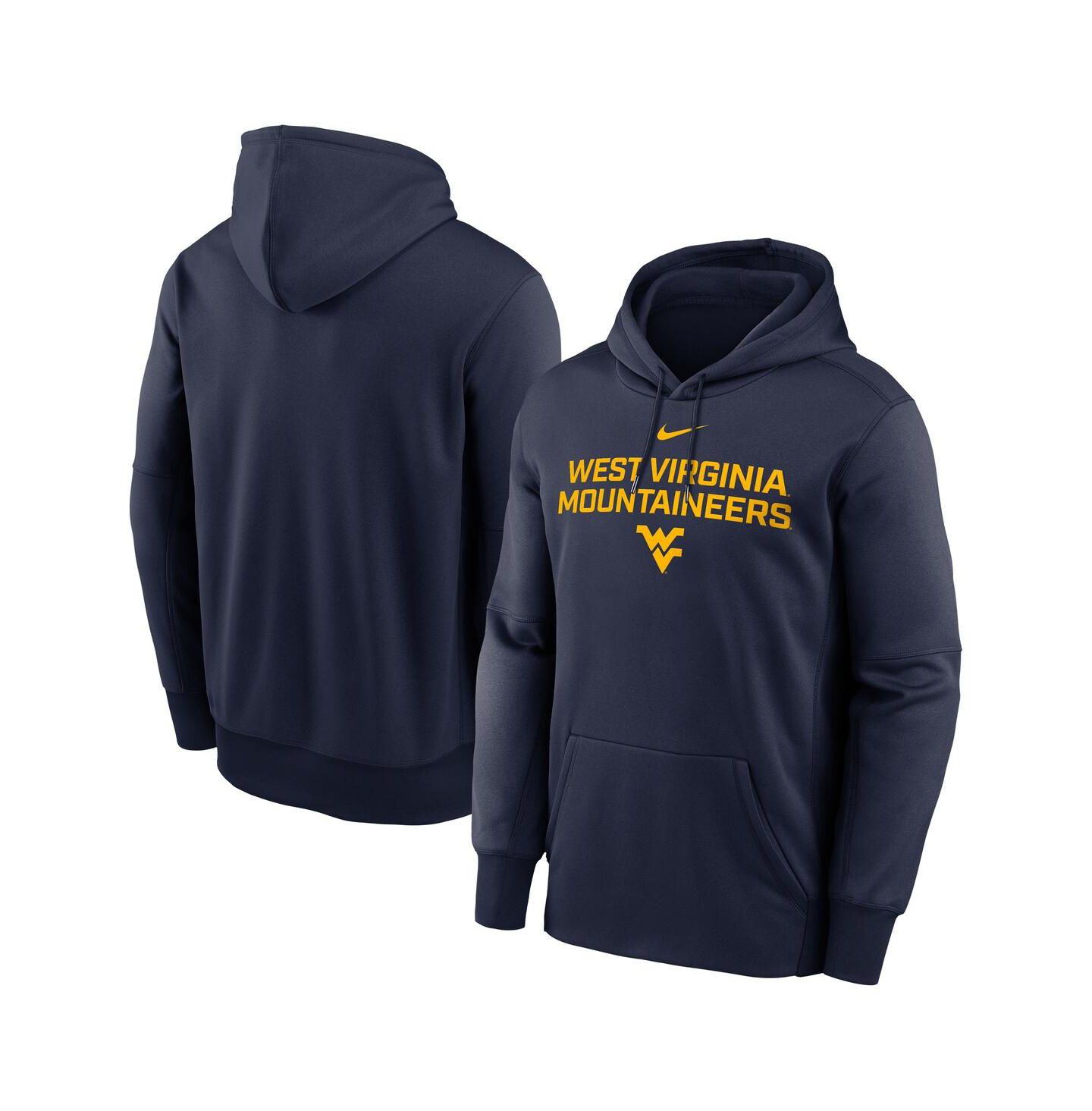 Мужское худи Nike Navy West Virginia Mountaineers Team Stacked Performance Pullover — фото 1