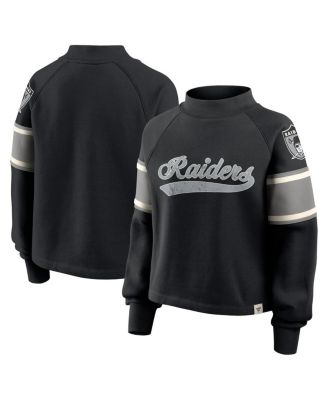 Fanatics - Women's Black Las Vegas Raiders Oversized Hometown Toss Sweep Mock Neck Pullover