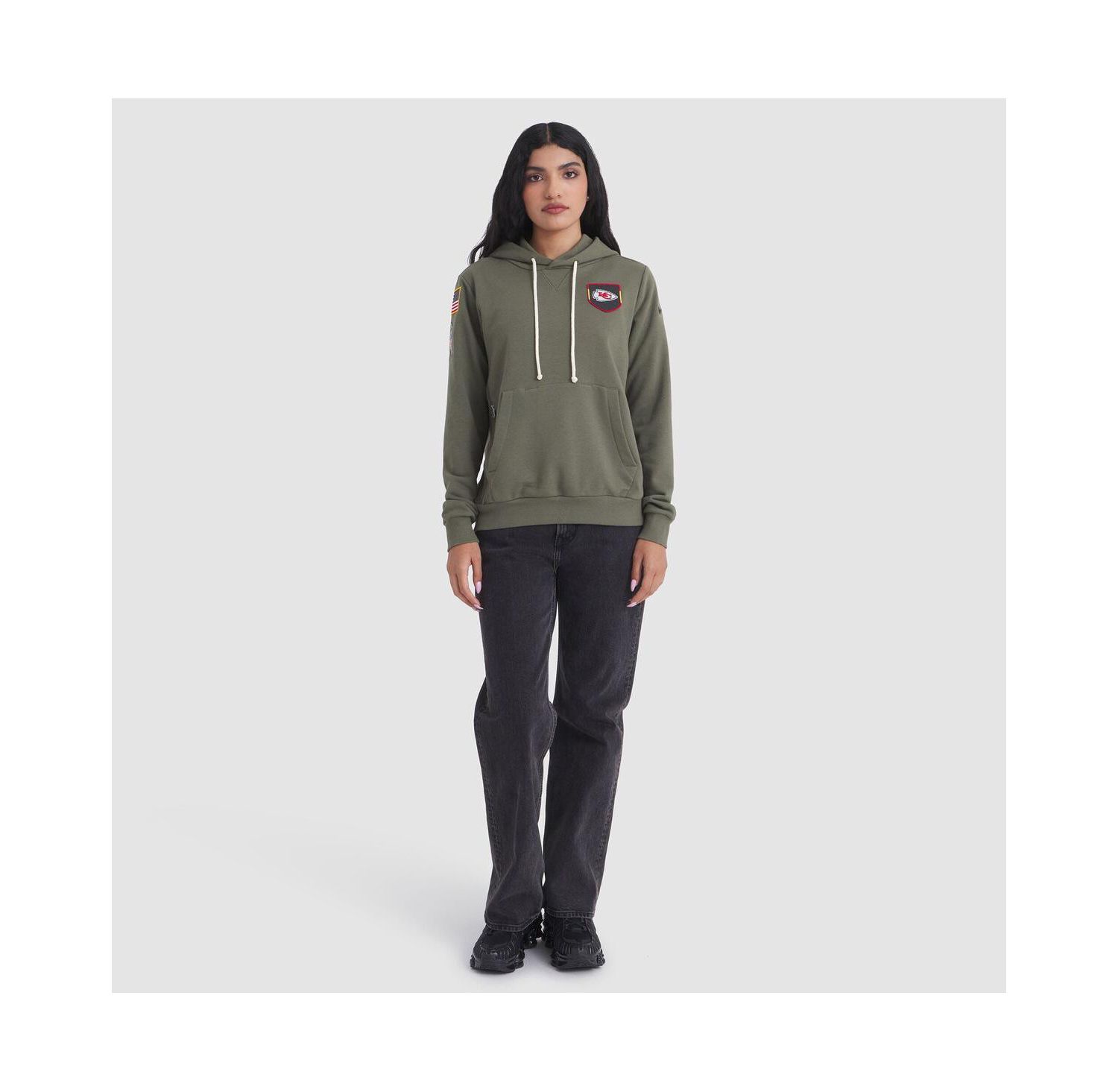 Women's Olive Kansas City Chiefs 2025 Salute to Service Sideline Standard Issue Dri-FIT Hoodie