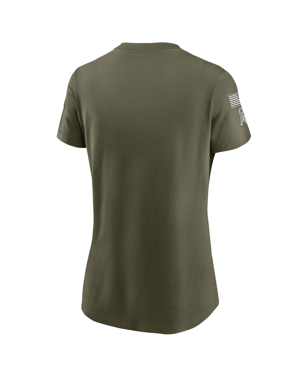 Nike Women's Olive Dallas Cowboys 2025 Salute To Service Sideline T-shirt In Animal Print