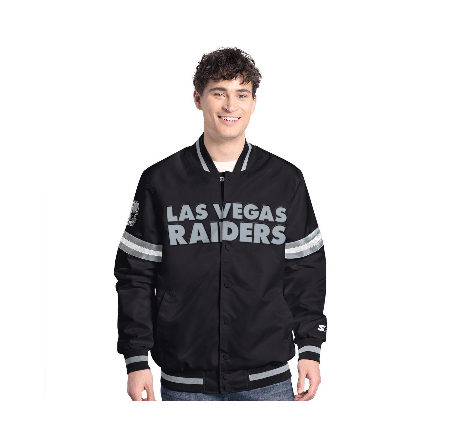 Men's Black Las Vegas Raiders Scout Full-Snap Varsity Jacket