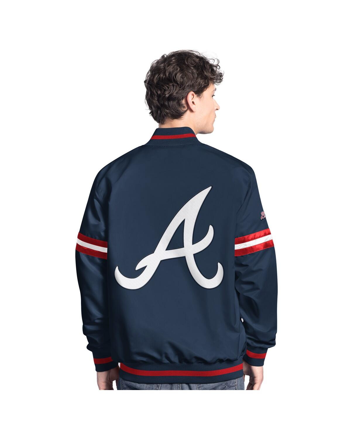 Starter Men's Navy Atlanta Braves Scout Full-Snap Varsity Jacket