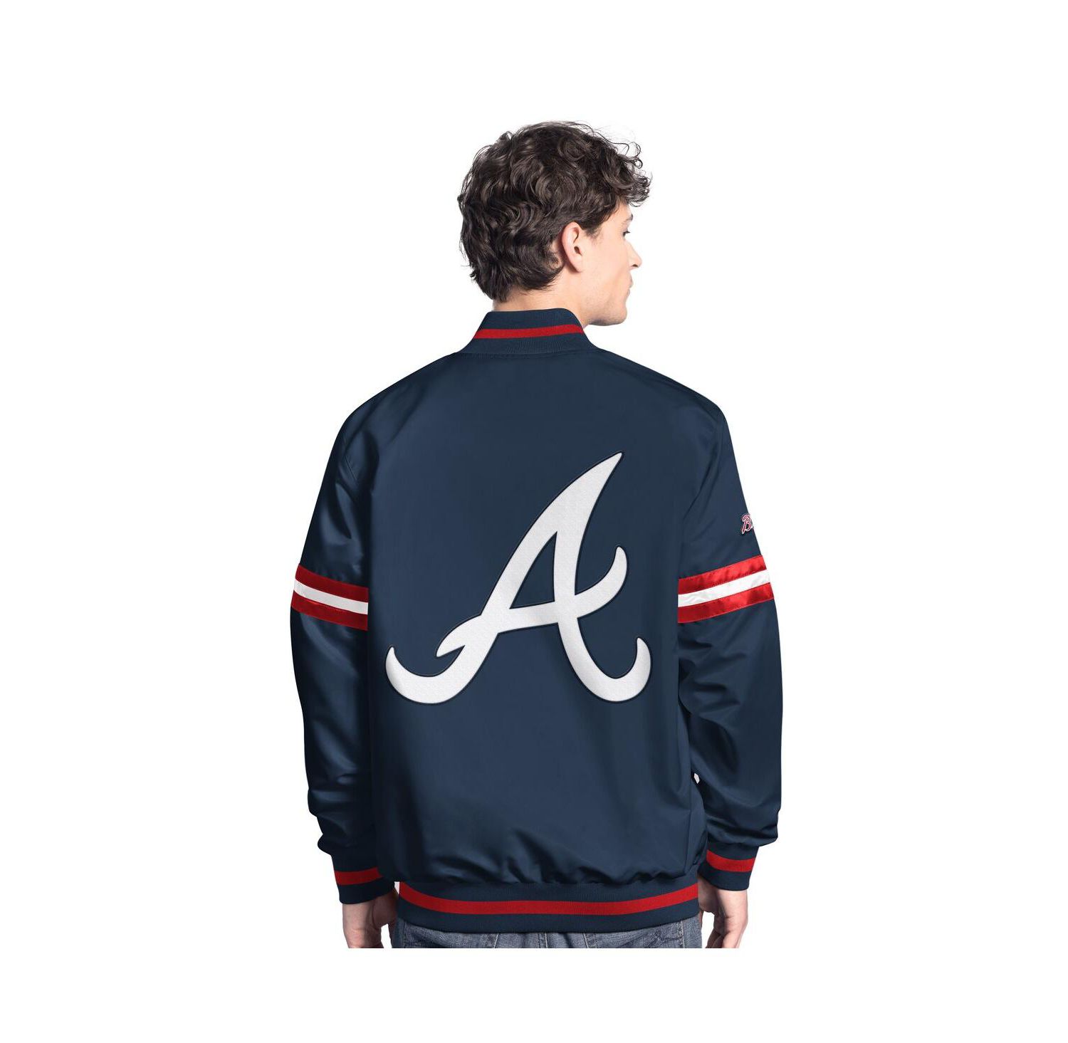Men's Navy Atlanta Braves Scout Full-Snap Varsity Jacket