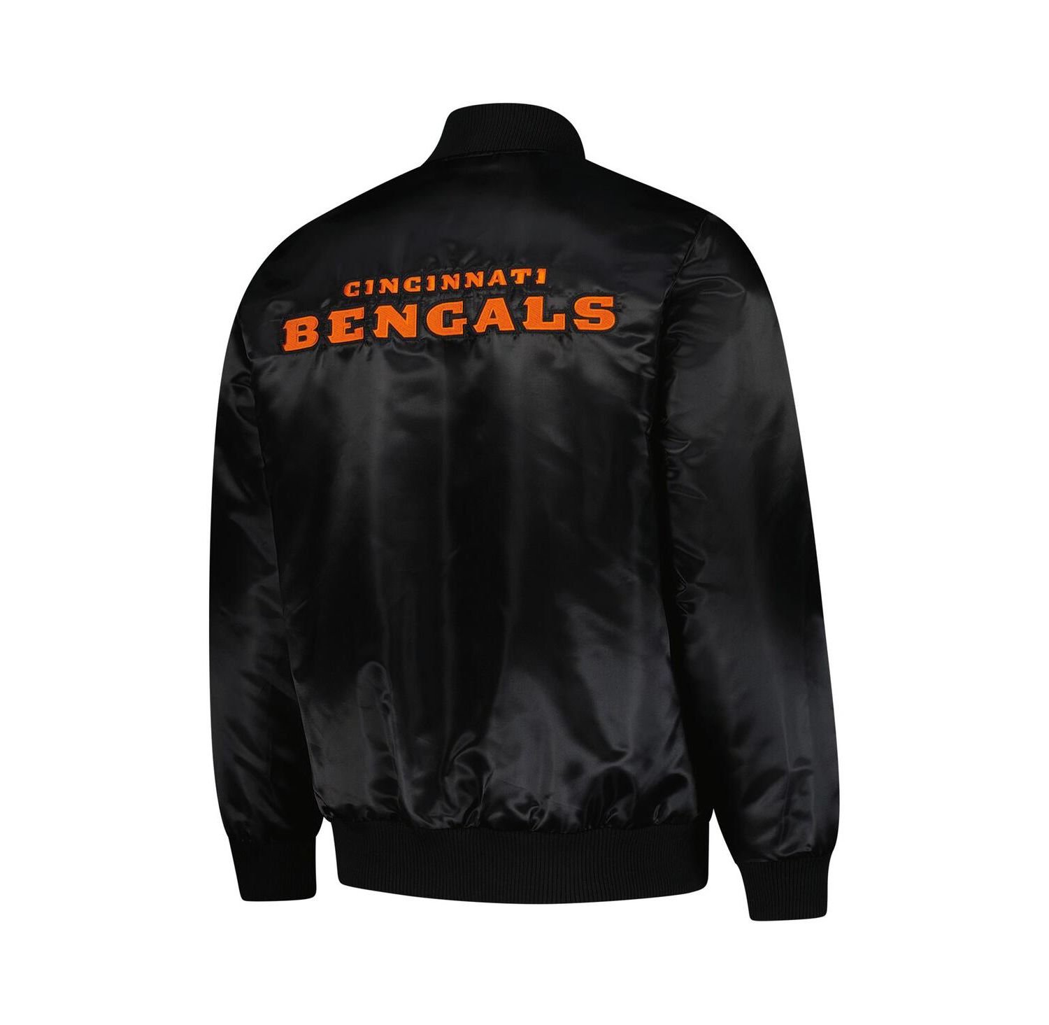 Men's Black Cincinnati Bengals Exclusive Satin Full-Snap Varsity Jacket