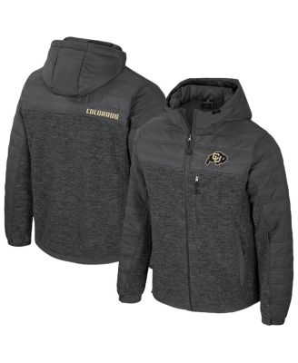 Colosseum - Men's Charcoal Colorado Buffaloes Nightman Full-Zip Hoodie Puffer Jacket