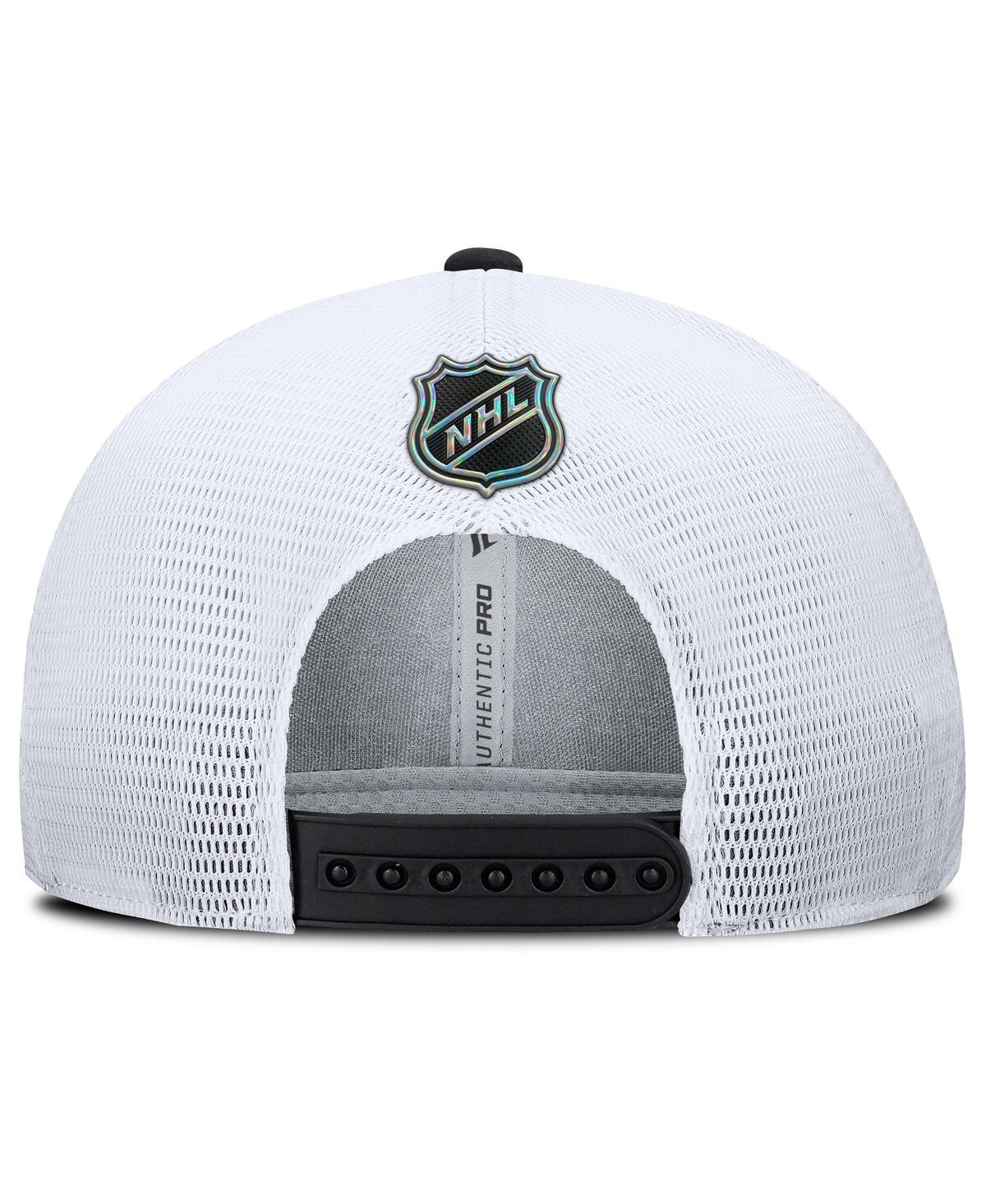 Fanatics Men's Black/white Detroit Red Wings Authentic Pro Rink Lockup Adjustable Trucker Hat In Black