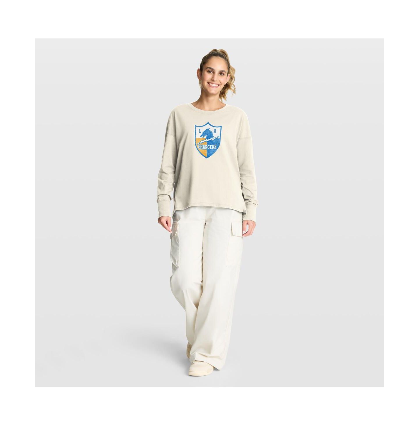 Женская футболка Fanatics Cream Los Angeles Chargers Dove Legacy Long Sleeve — фото 3