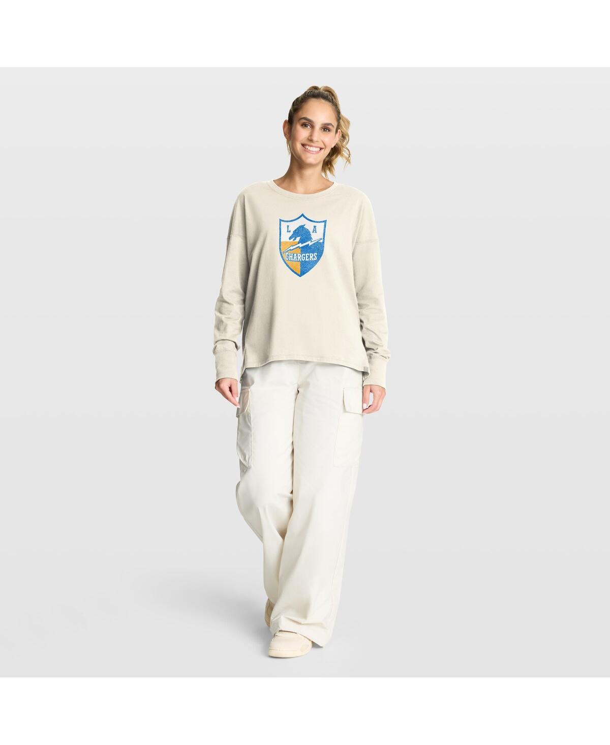 Fanatics Women's Cream Los Angeles Chargers Dove Legacy Long Sleeve T-shirt In Neutral
