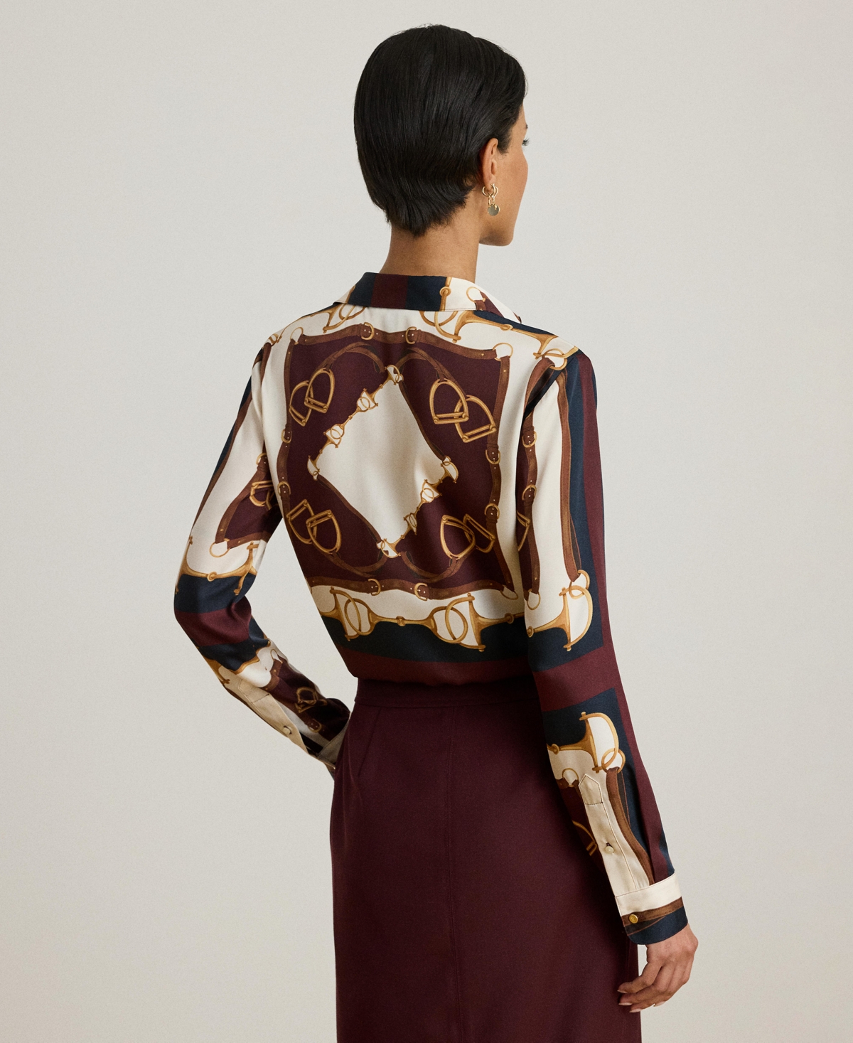 Lauren Ralph Women's Kristy Equestrian Print Button Front Shirt