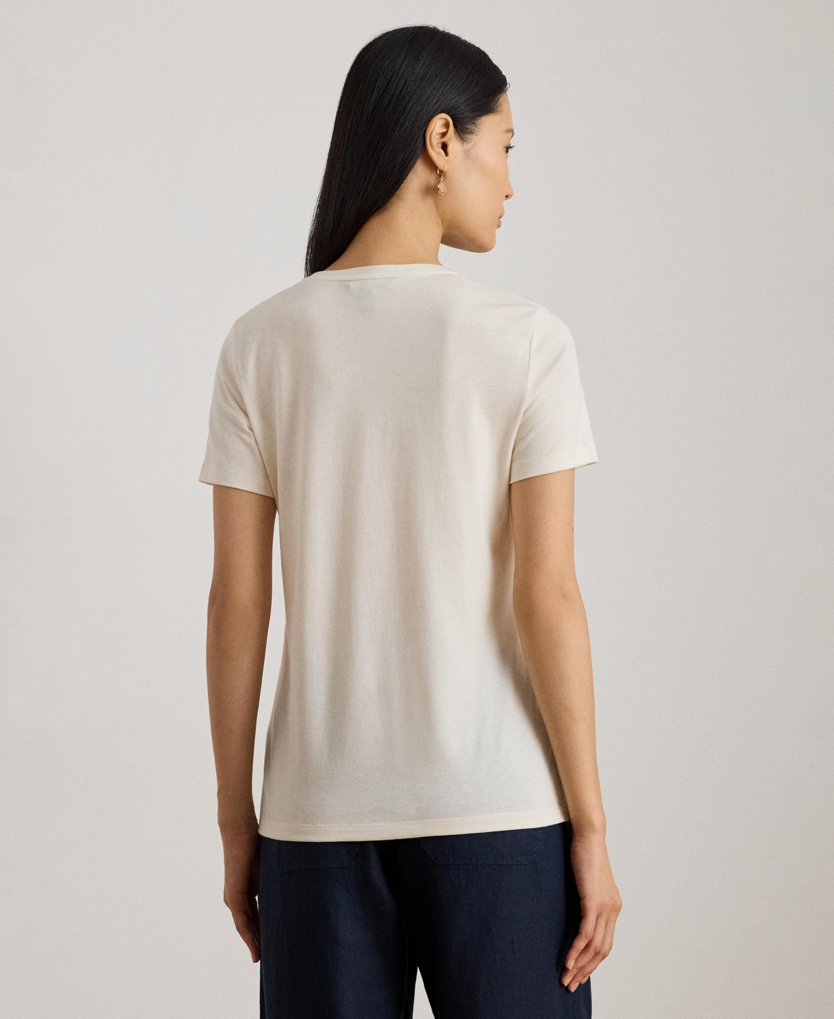 Lauren Ralph Women's Katlin Embroidered Crest Short Sleeve T-Shirt