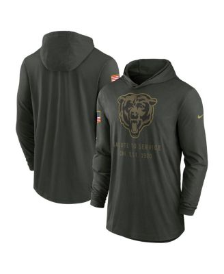 Nike - Men's Forest Green Chicago Bears 2025 Salute to Service Sideline Dri-FIT Lightweight Hooded Pullover