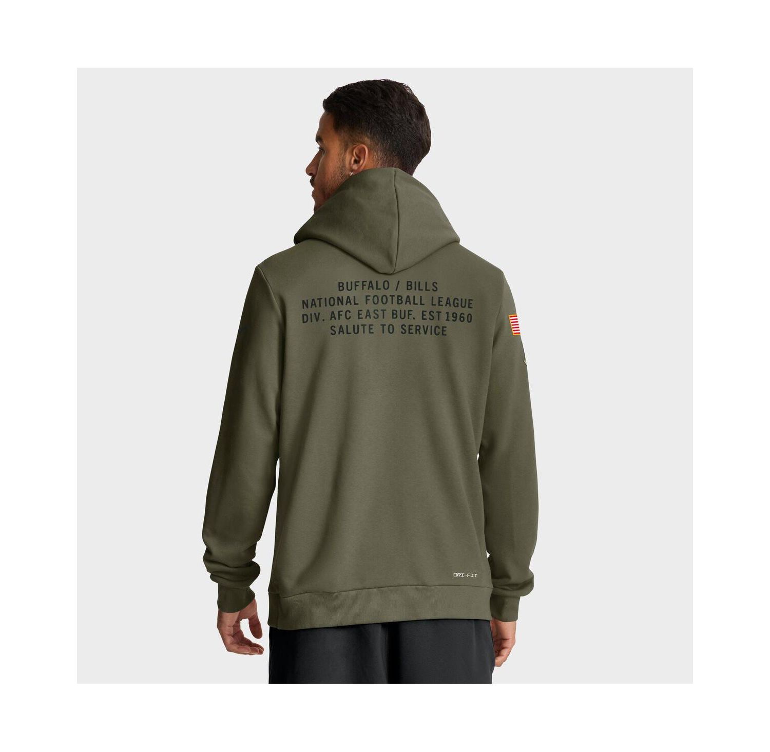 Men's Olive Buffalo Bills 2025 Salute to Service Sideline Standard Issue Dri-FIT Hoodie