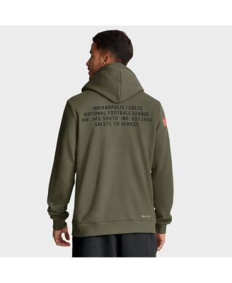Men's Olive Indianapolis Colts 2025 Salute to Service Sideline Standard Issue Dri-FIT Hoodie