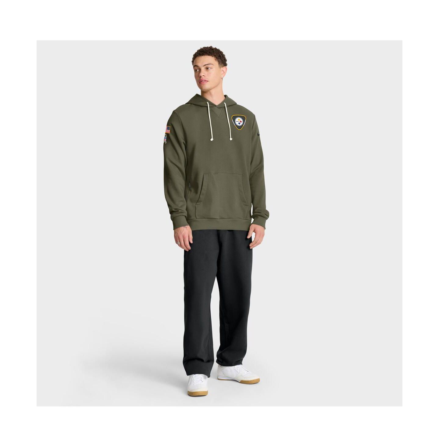 Мужское худи Nike Olive Pittsburgh Steelers 2025 Salute to Service Sideline Standard Issue Dri-FIT — фото 3