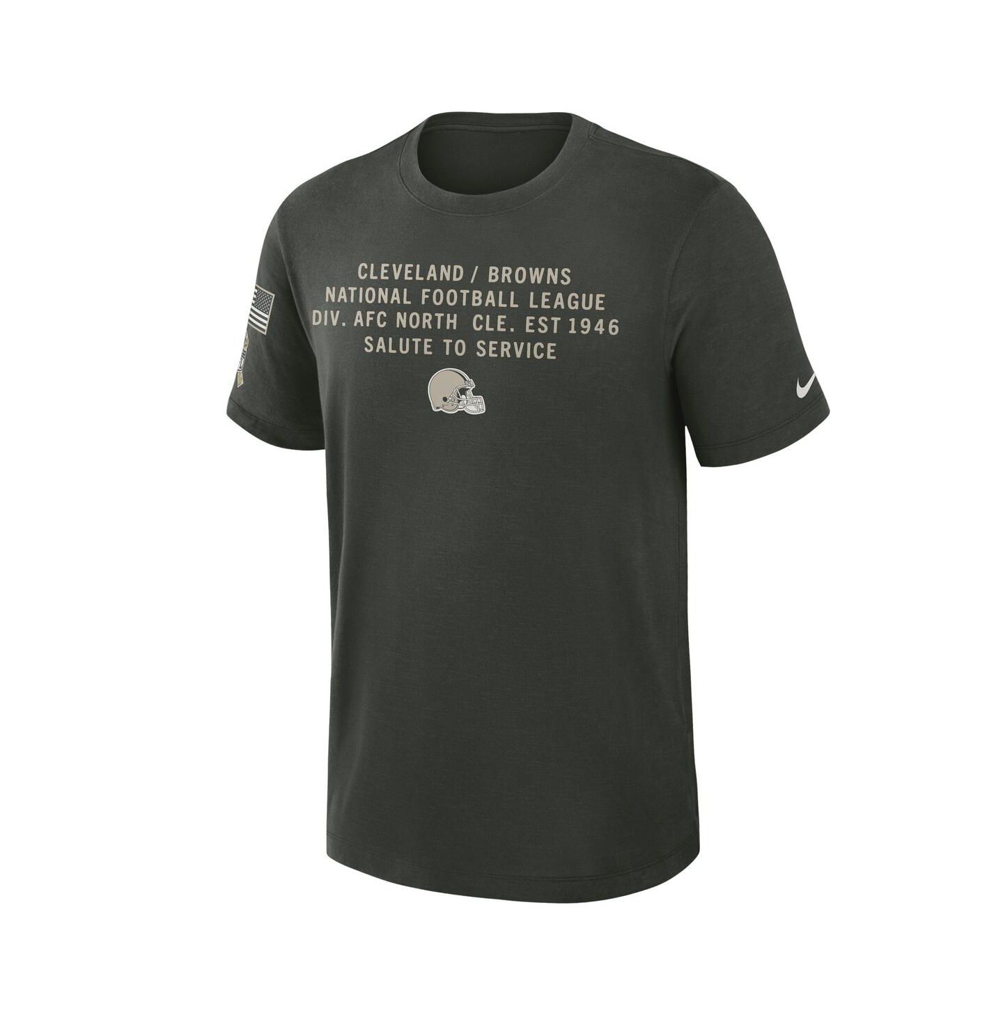 Мужская футболка Nike Dark Green Cleveland Browns 2025 Salute to Service Sideline Slub Dri-FIT — фото 2