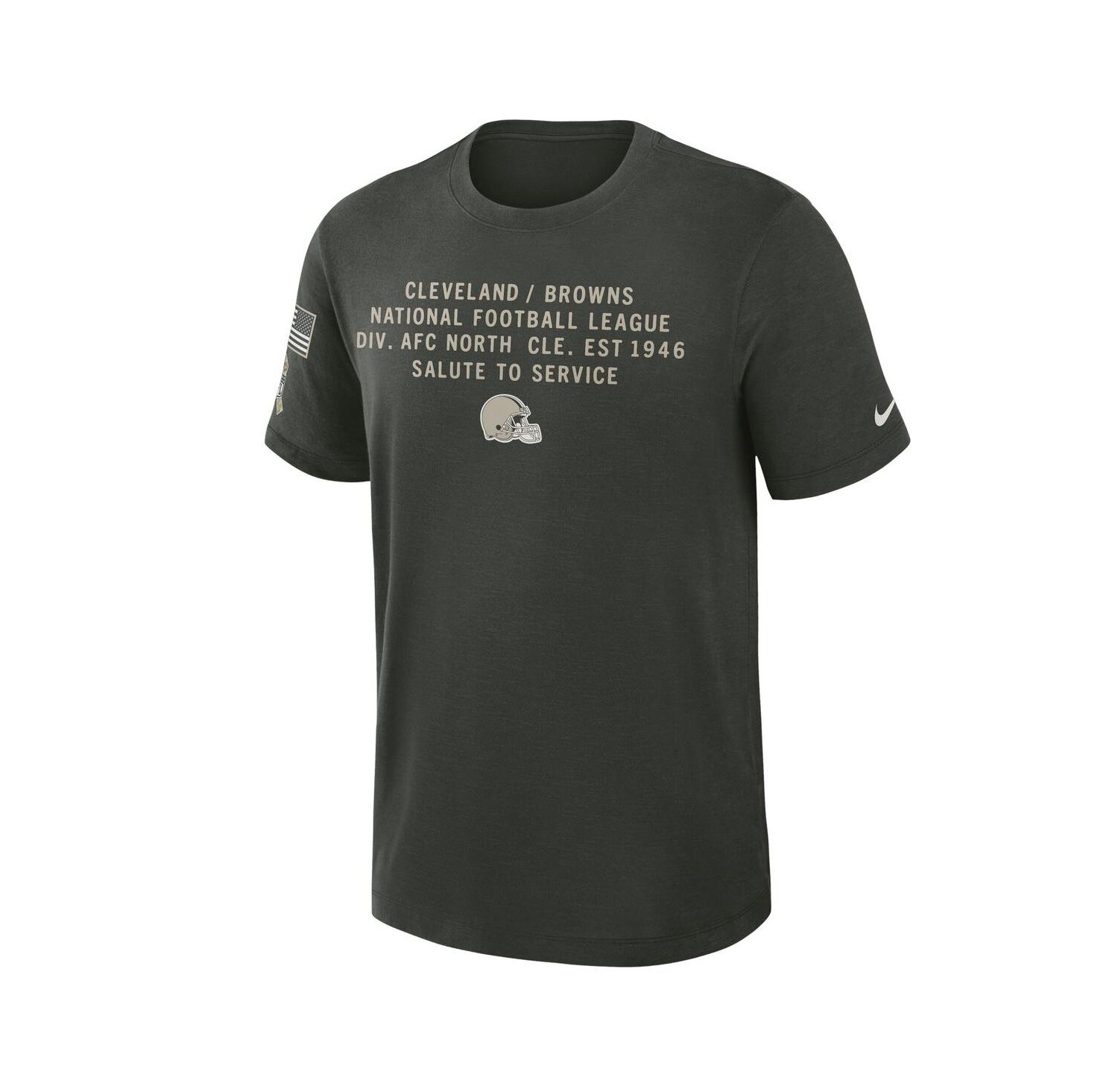 Men's Dark Green Cleveland Browns 2025 Salute to Service Sideline Slub Dri-FIT T-Shirt