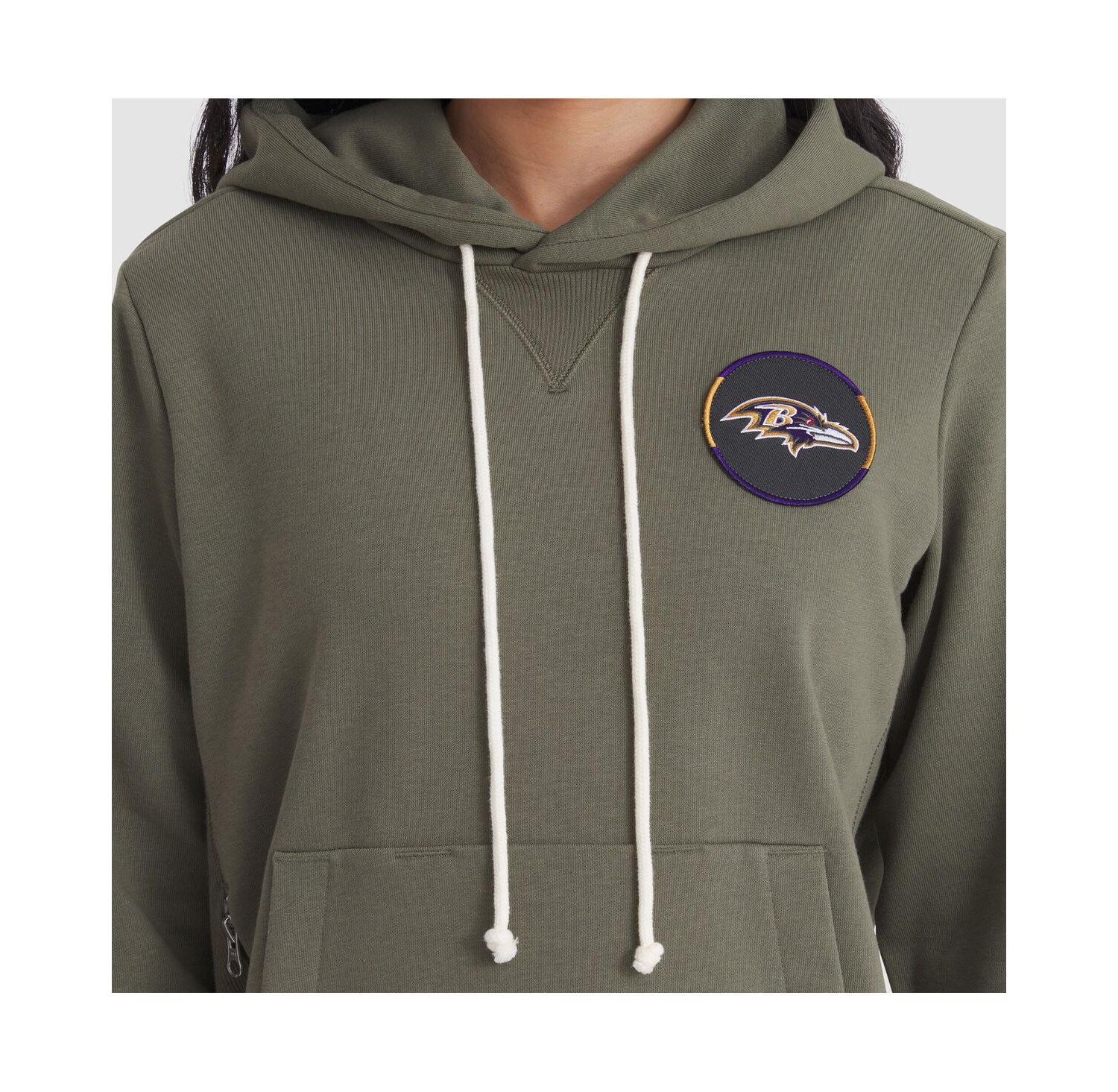 Women's Olive Baltimore Ravens 2025 Salute to Service Sideline Standard Issue Dri-FIT Hoodie