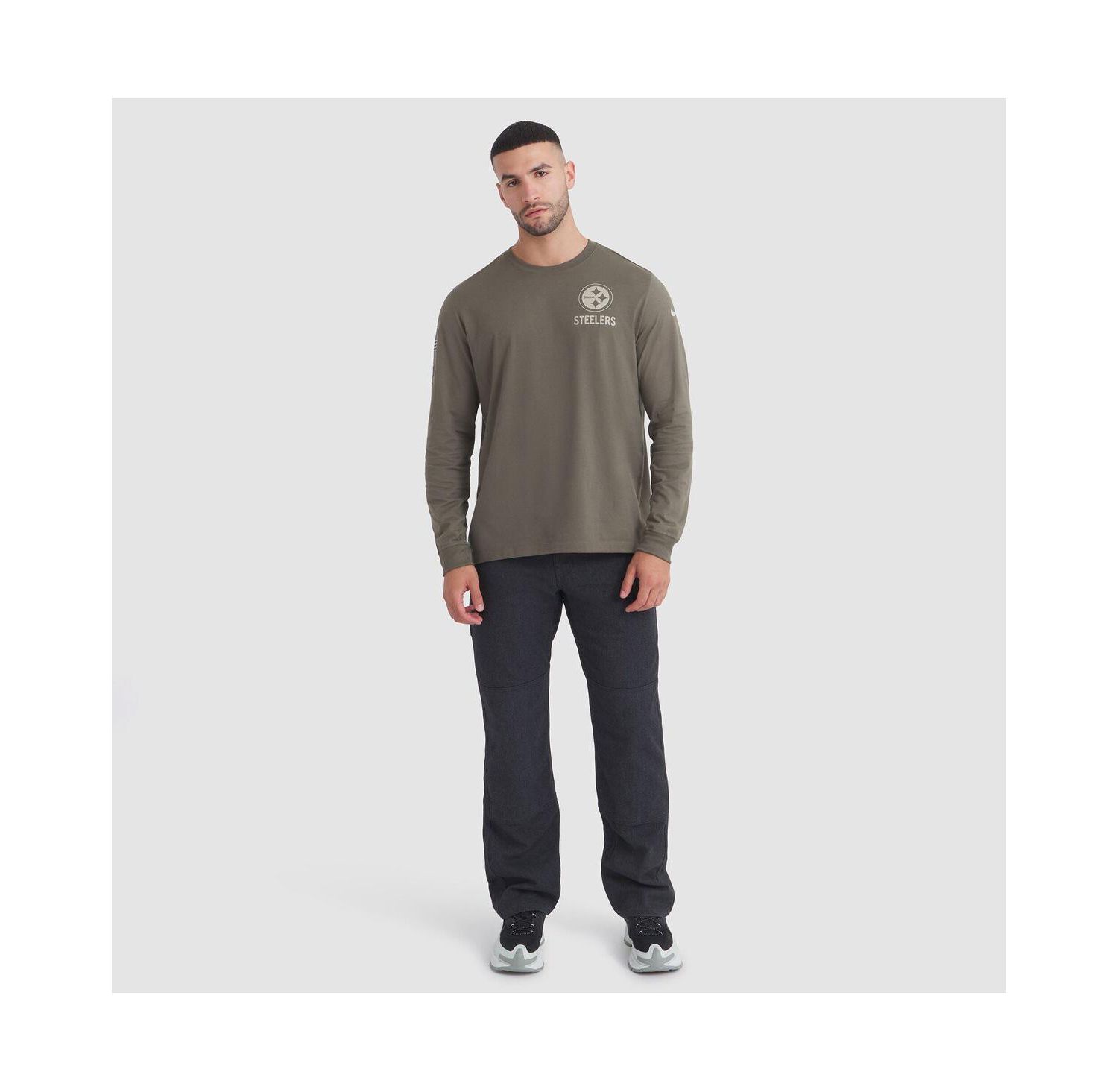 Men's Olive Pittsburgh Steelers 2025 Salute to Service Sideline Long Sleeve T-Shirt