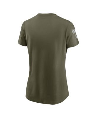 Women's Olive Detroit Lions 2025 Salute to Service Sideline T-Shirt