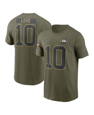 Nike - Men's Love Olive Green Bay Packers 2025 Salute to Service Name Number T-Shirt