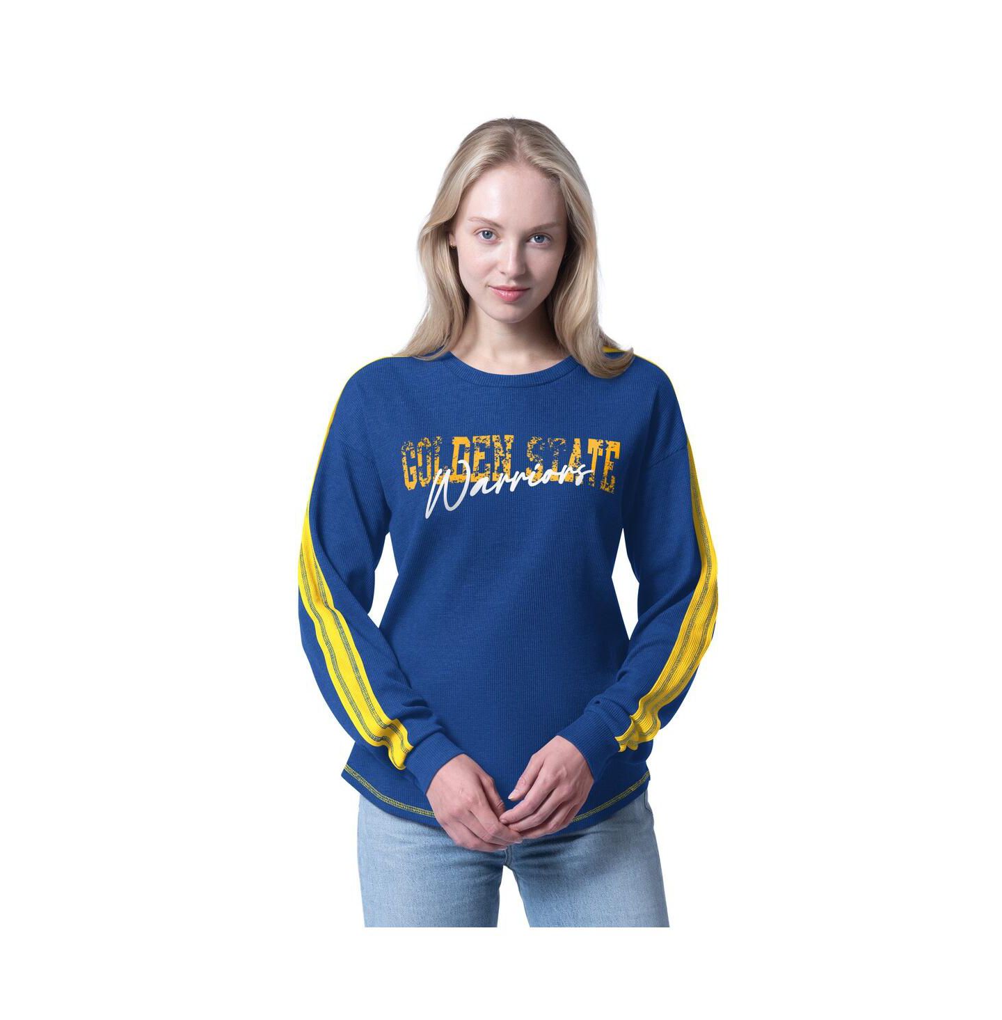 Женская футболка G-III 4Her by Carl Banks Royal Golden State Warriors Advantage Tri-Blend Long Sleeve — фото 1