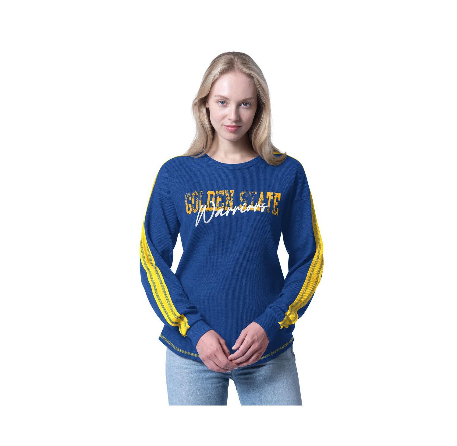 Women's Royal Golden State Warriors Advantage Tri-Blend Long Sleeve T-Shirt