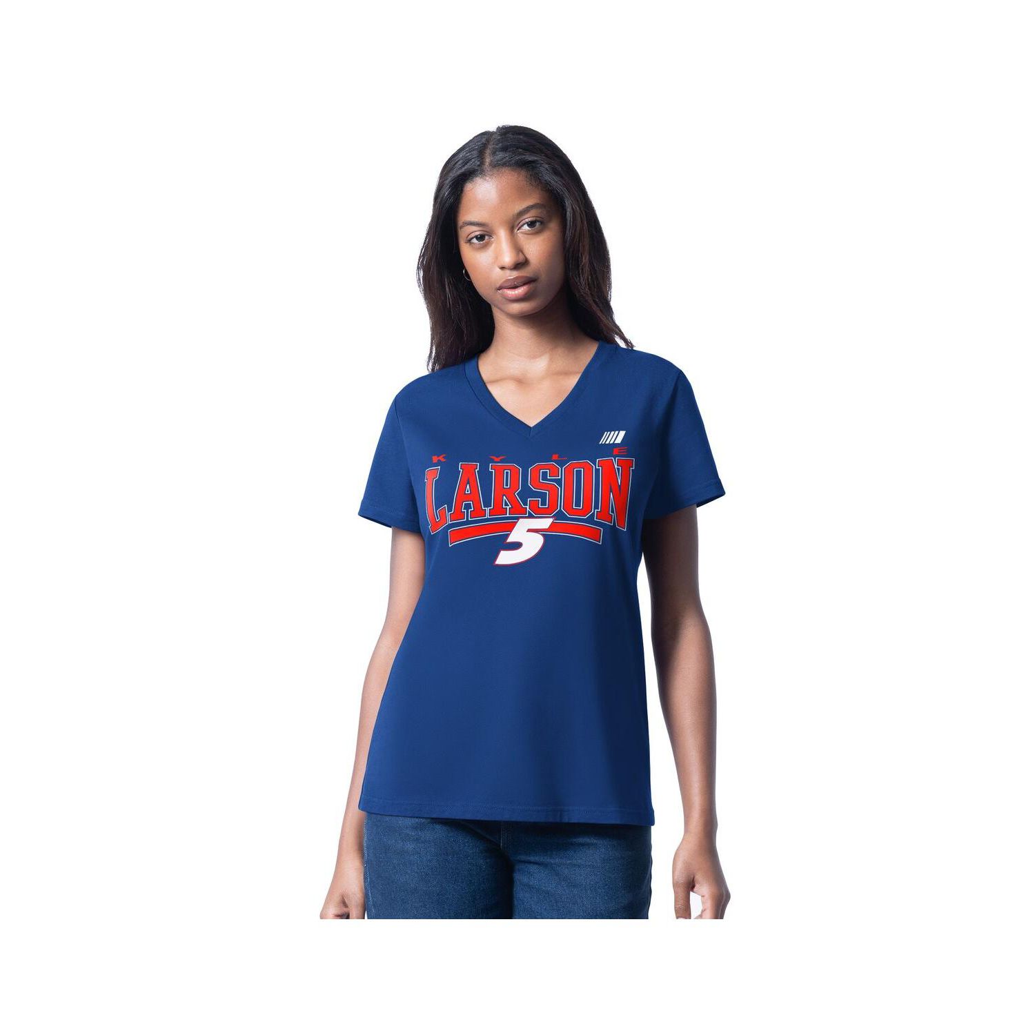 Women's Royal Kyle Larson Cheer Dance V-Neck T-Shirt