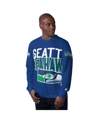 Starter - Men's Navy Seattle Seahawks Extreme Clutch Hit Logo Long Sleeve T-Shirt