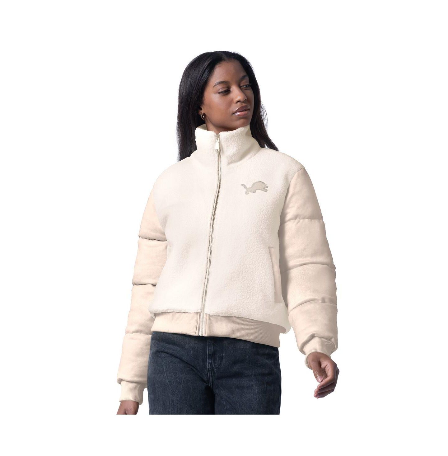 Женская куртка G-III 4Her by Carl Banks Cream Detroit Lions Cheerleader Sherpa Full-Zip — фото 1