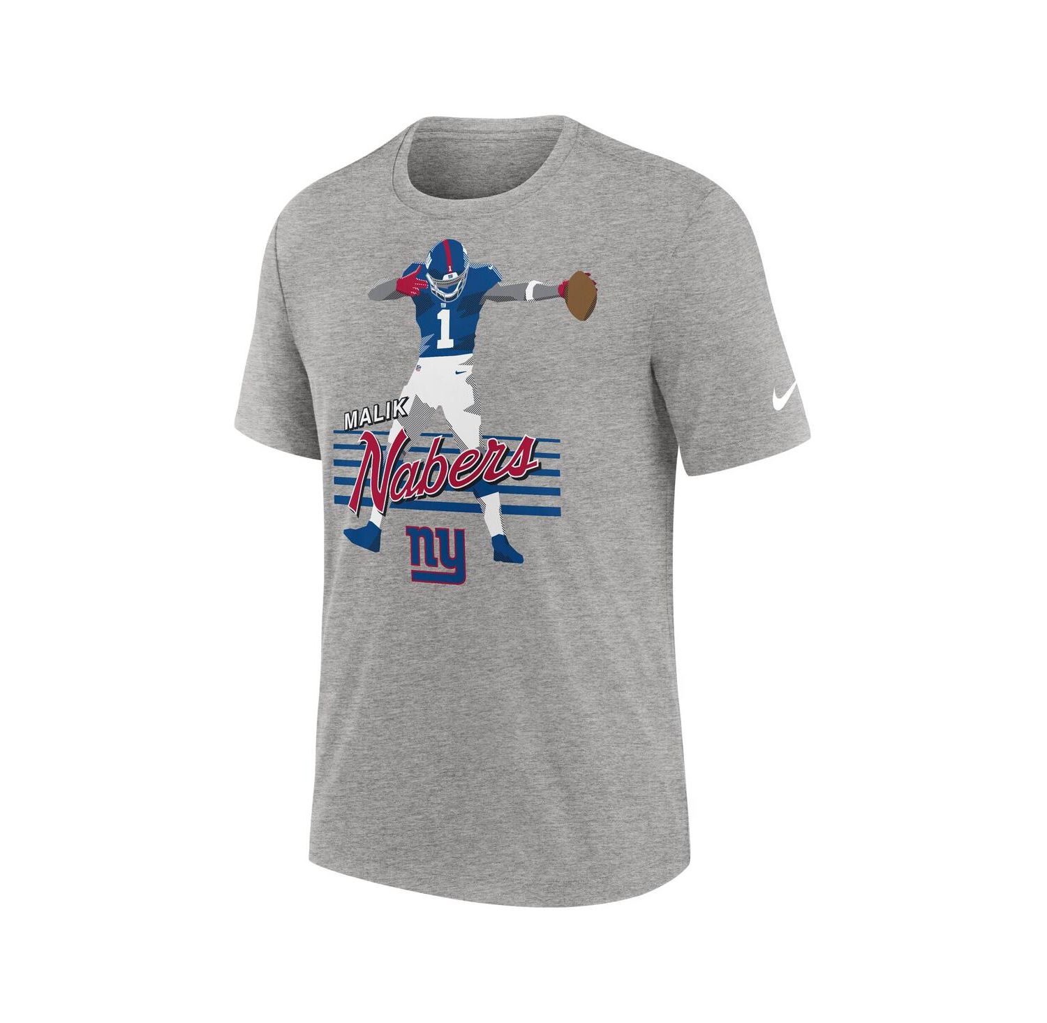 Men's Malik Nabers Heather Gray New York Giants Player Graphic T-Shirt