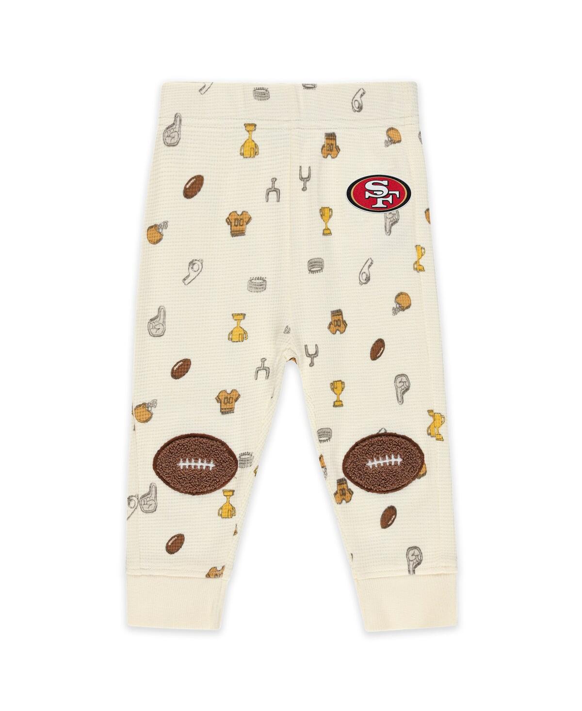 Wear By Erin Andrews Baby Boys And Girls 2-piece Cream San Francisco 49ers Waffle-knit Sleep Set In Neutral