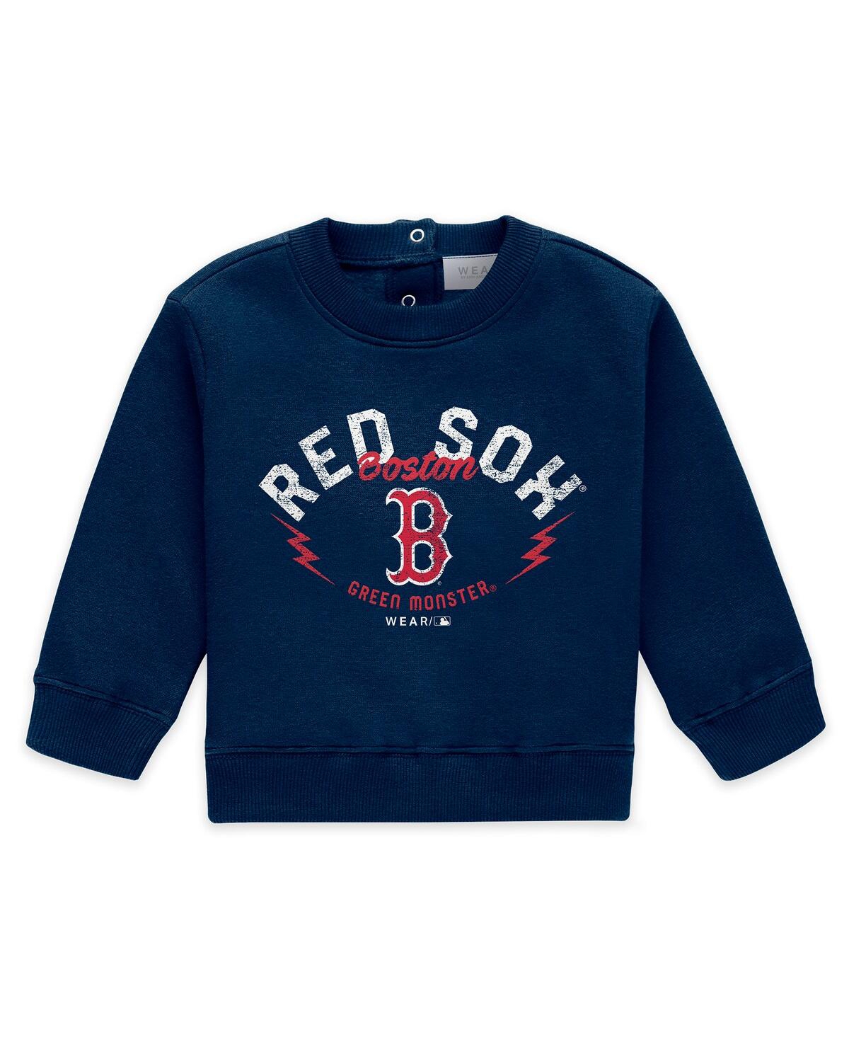 Wear By Erin Andrews Newborn 2-piece Navy Boston Red Sox Fleece Crewneck And Pants Set In Blue
