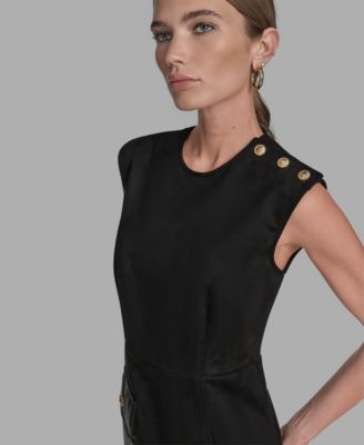 Women's Button Shoulder Sheath Dress