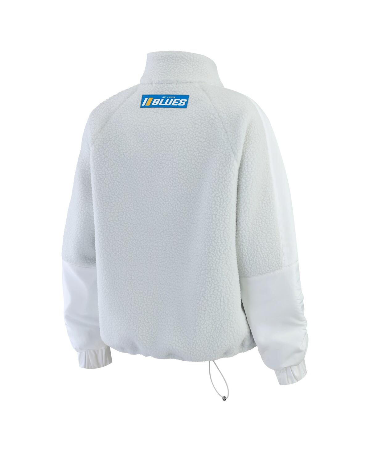 Wear By Erin Andrews Women's Gray St. Louis Blues Polar Fleece Quarter-zip Jacket In Blue