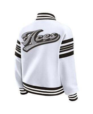 Women's White/Black Las Vegas Aces Plus Size Full-Snap Fleece Sweatshirt Jacket