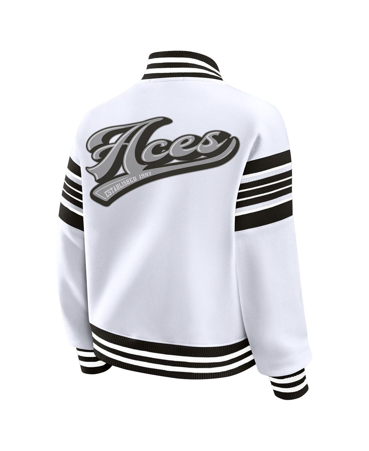 Wear By Erin Andrews Women's White/black Las Vegas Aces Plus Size Full-snap Fleece Sweatshirt Jacket In White